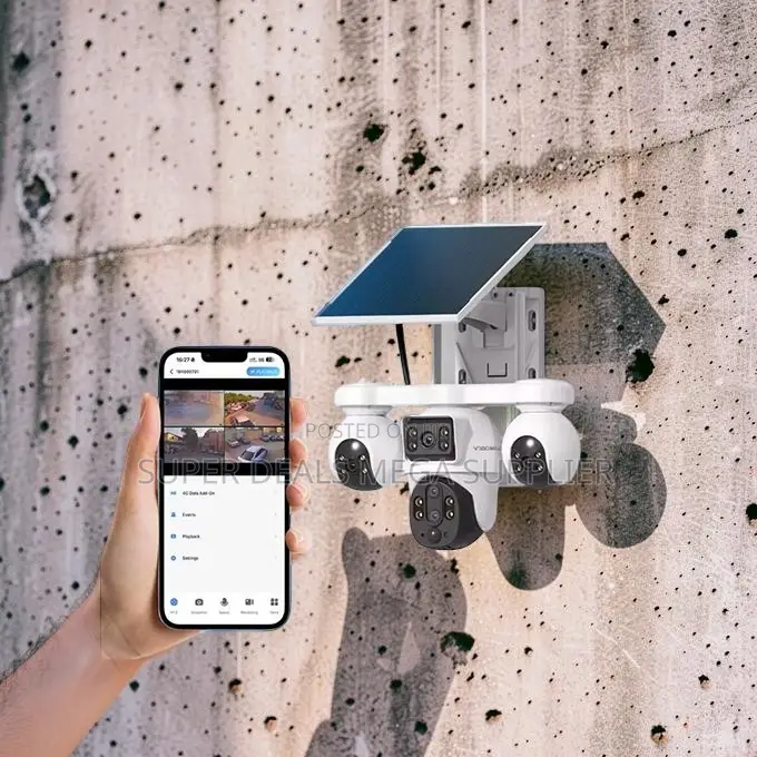 V380 Pro 20mp 4g PTZ Rotating Triple Lens Solar Camera App Control