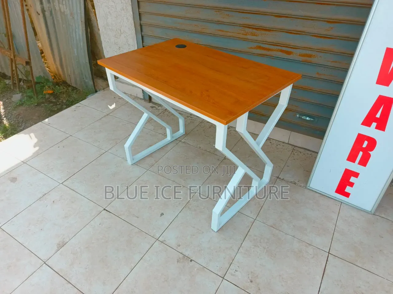 Office Metallic Desk With Leather and Drawers Combined
