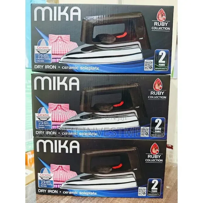 Mika Iron Box/Dry Iron, Ceramic Soleplate, Black Grey