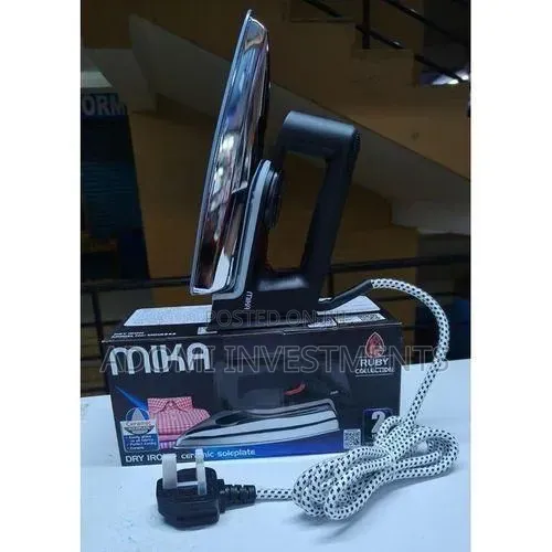 Mika Iron Box/Dry Iron, Ceramic Soleplate, Black Grey