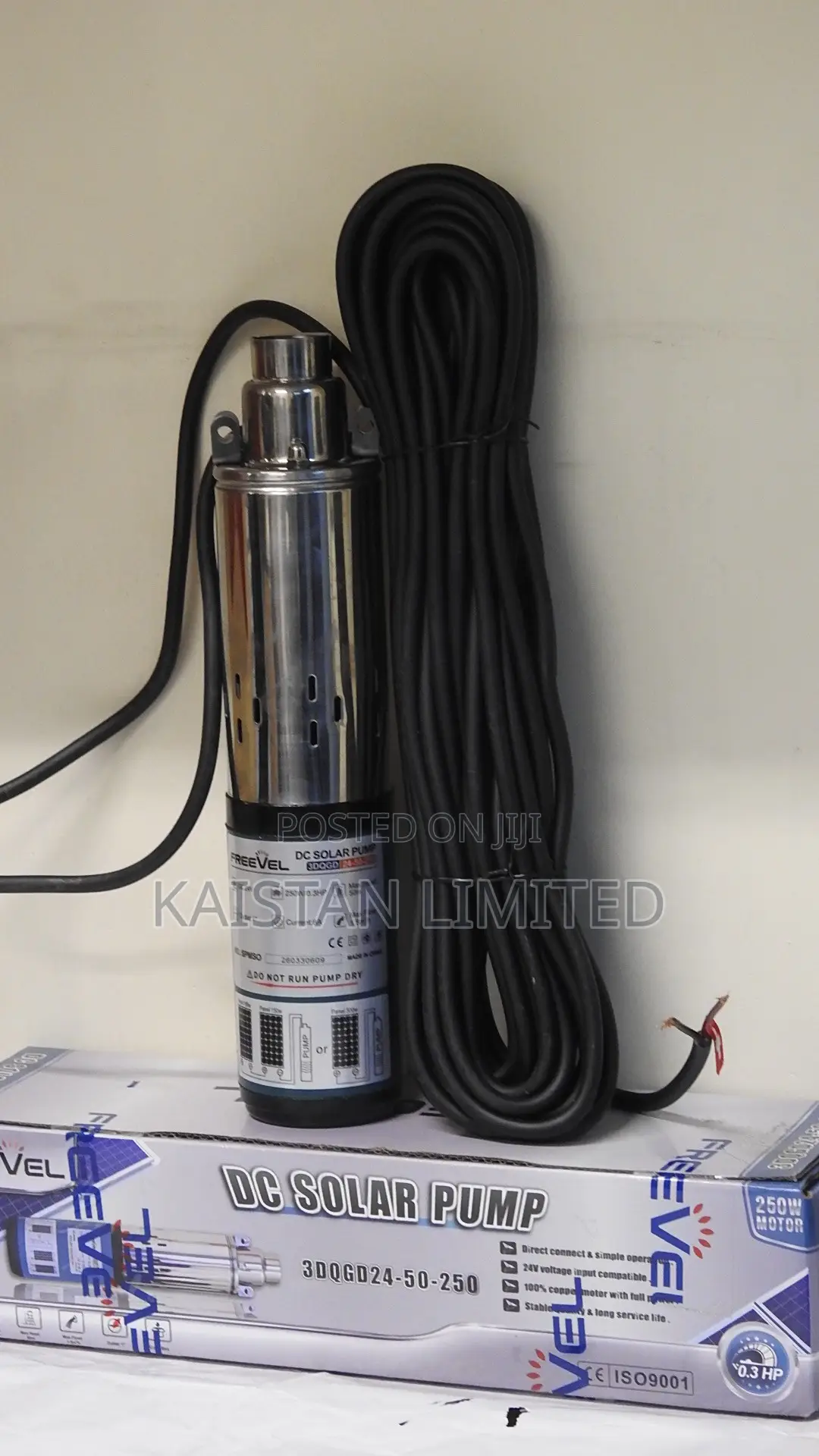 Freevel Dc Solar Borehole Pump 250w 0.3hp Submersible Water Pump 50m