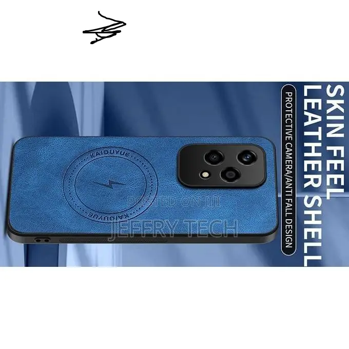 Honor 200 Lite Magnetic Matte Pu Leather Camera Lens Protection Back