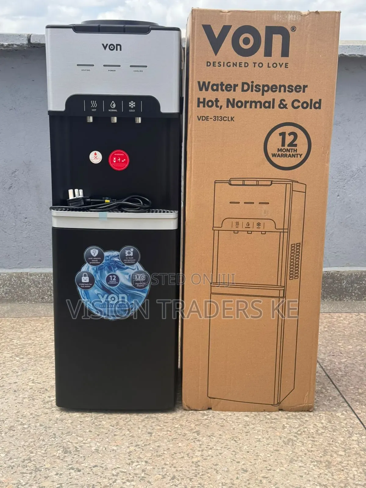 Von 3 Tap Standing Water Dispenser Hot,Normal and Cold With Child Lock