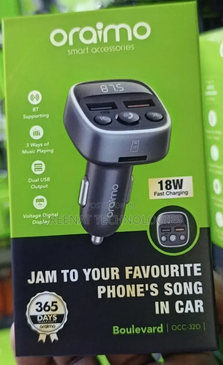- Oraimo Boulevard Occ-32d Car Charger + Fm Transmitter - 18w Fast