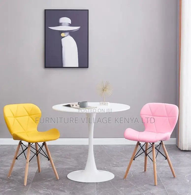 Mid-Century Modern Round White Dining Table