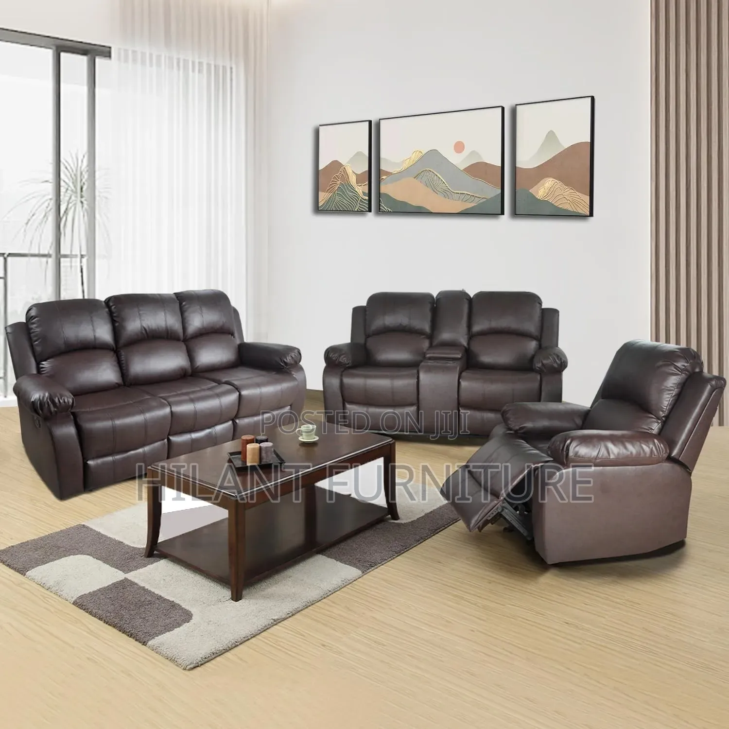 Brown Six-Seater Imported Recliner Sofa.