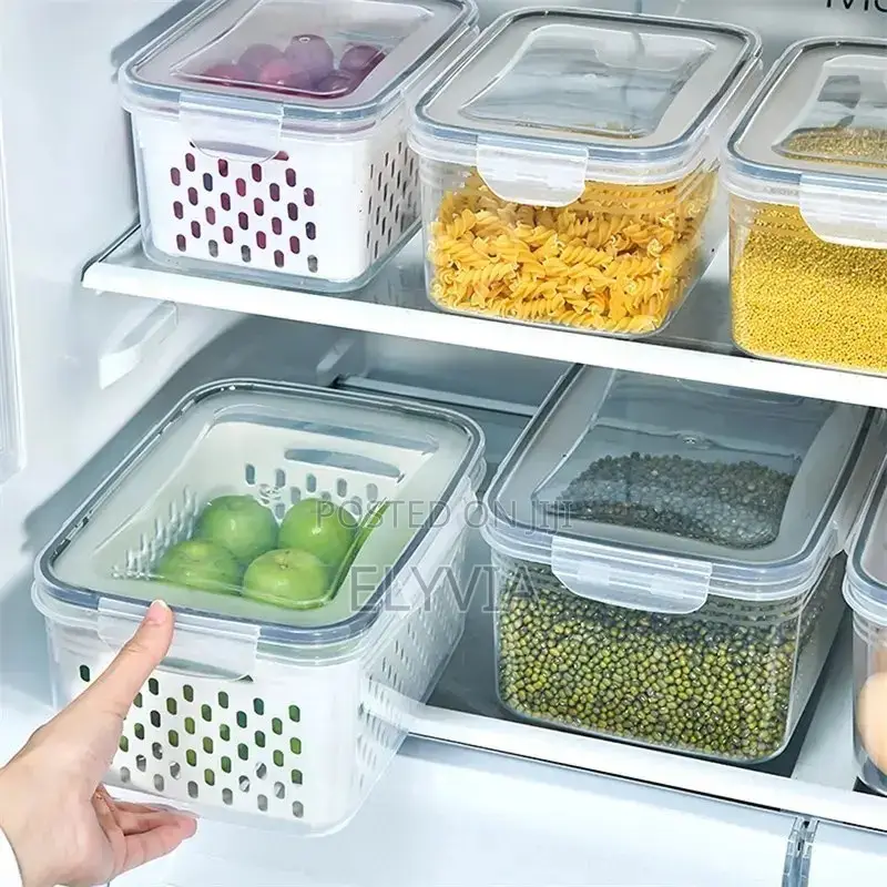 3 Piece Set Fridge Storage Container With Strainer