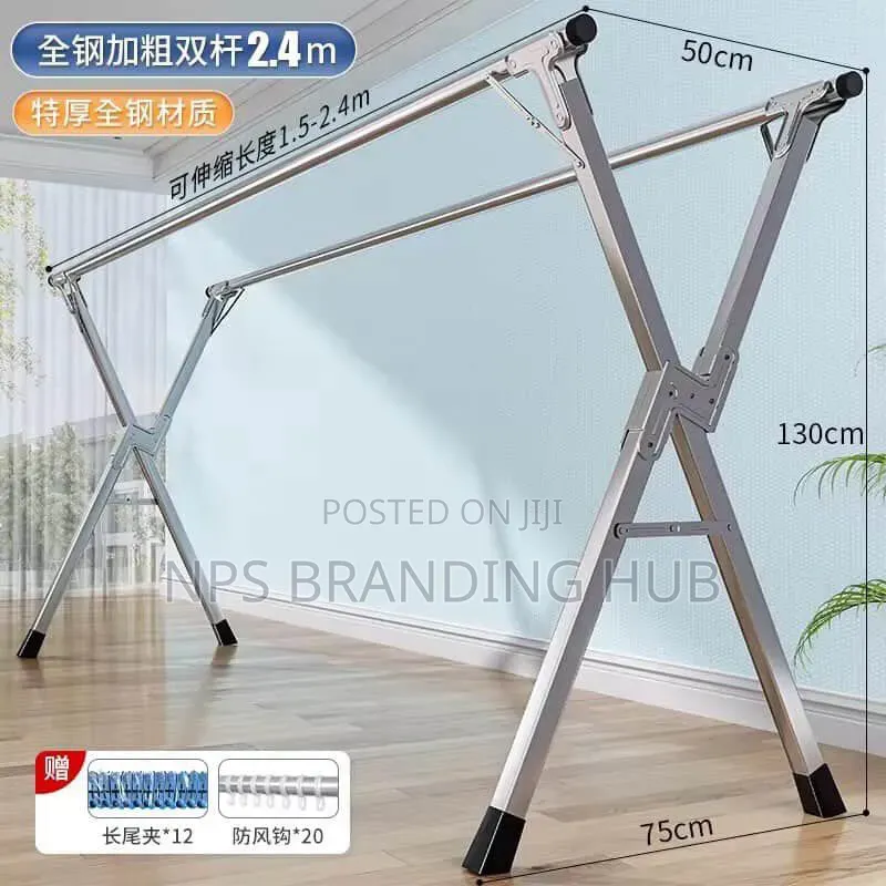 Stainles Steel Retractable Double Tier Folding Drying Rack(Be