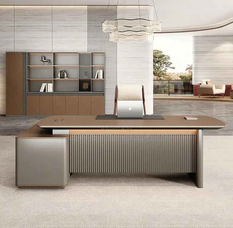 Executive Modern L-Shaped Desk With Light