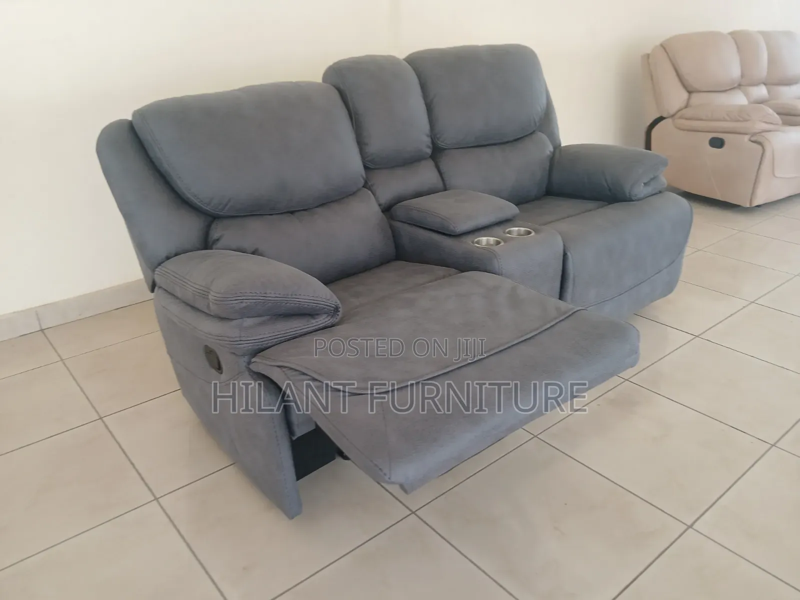 Grey 2 Seater King-Size Recliner Sofa