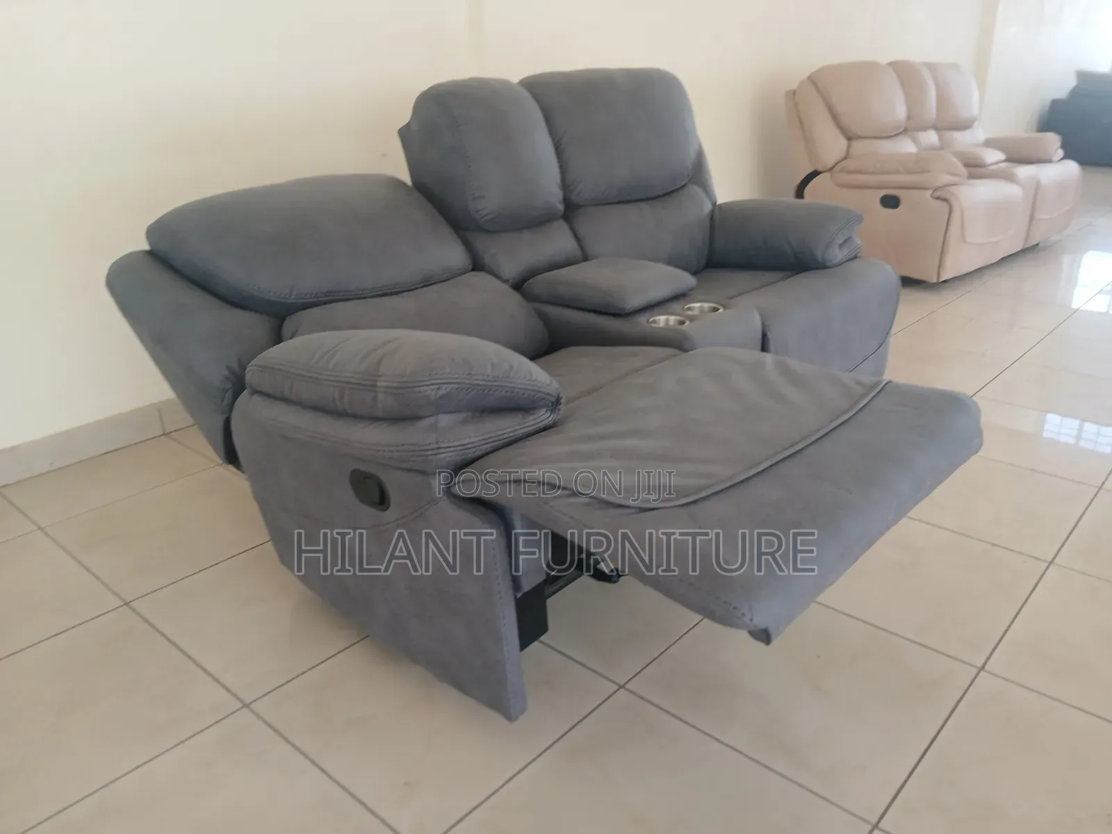 Grey 2 Seater King-Size Recliner Sofa