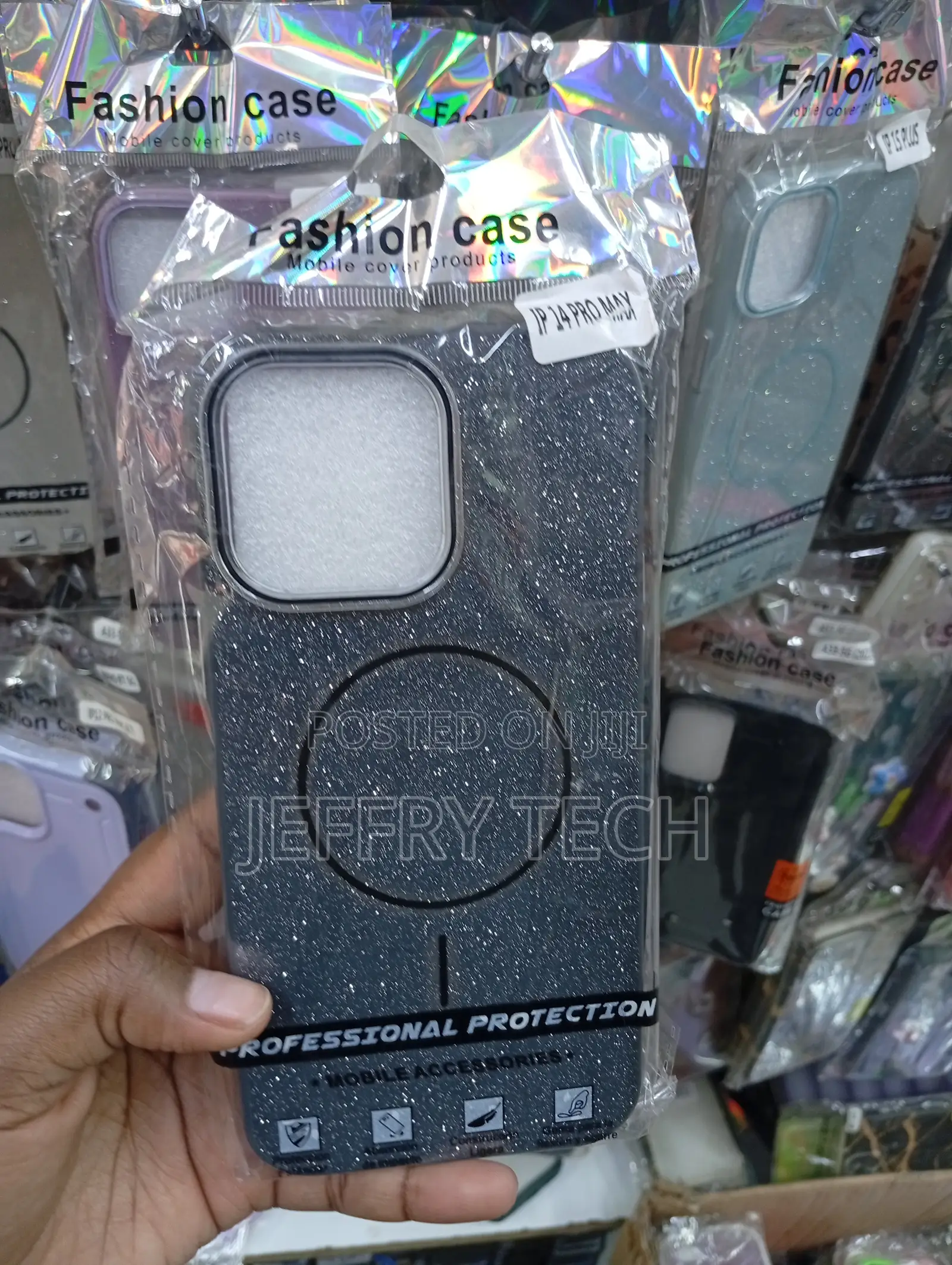 iPhone 14 Pro Max Black Sparkly Glitter Phone Case