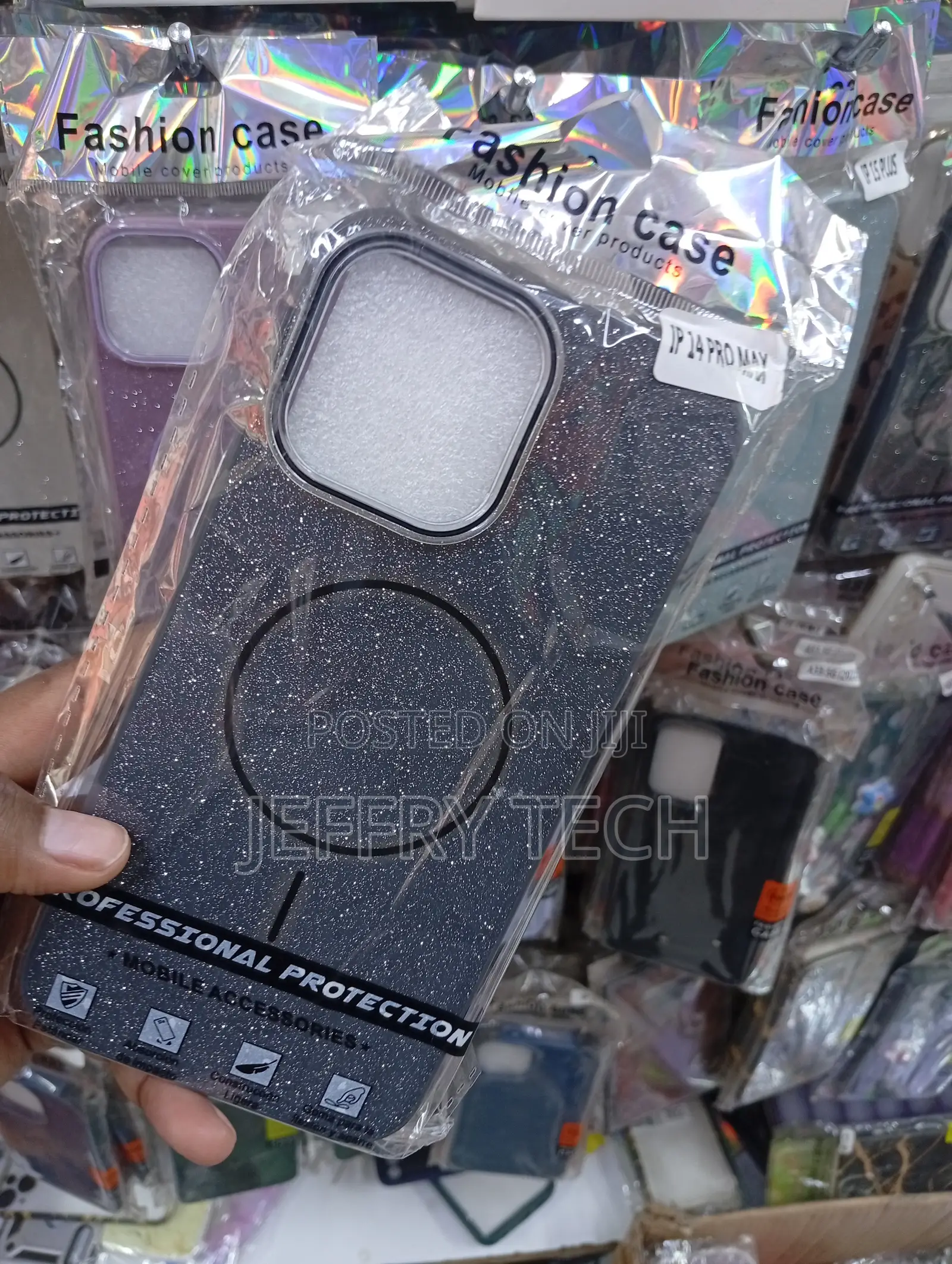iPhone 14 Pro Max Black Sparkly Glitter Phone Case