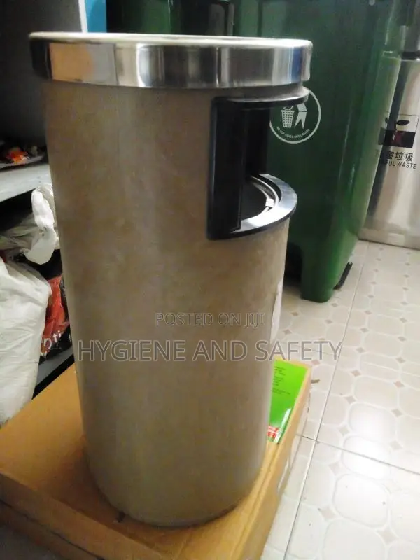 Cylindrical Stainless Steel Trash Bin