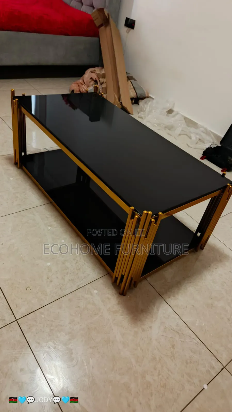 Glass Coffee Table Black and Gold