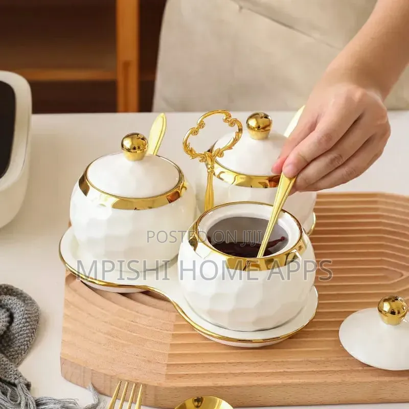 3 in 1 Sugar Canisters With Triangle Shape Stand