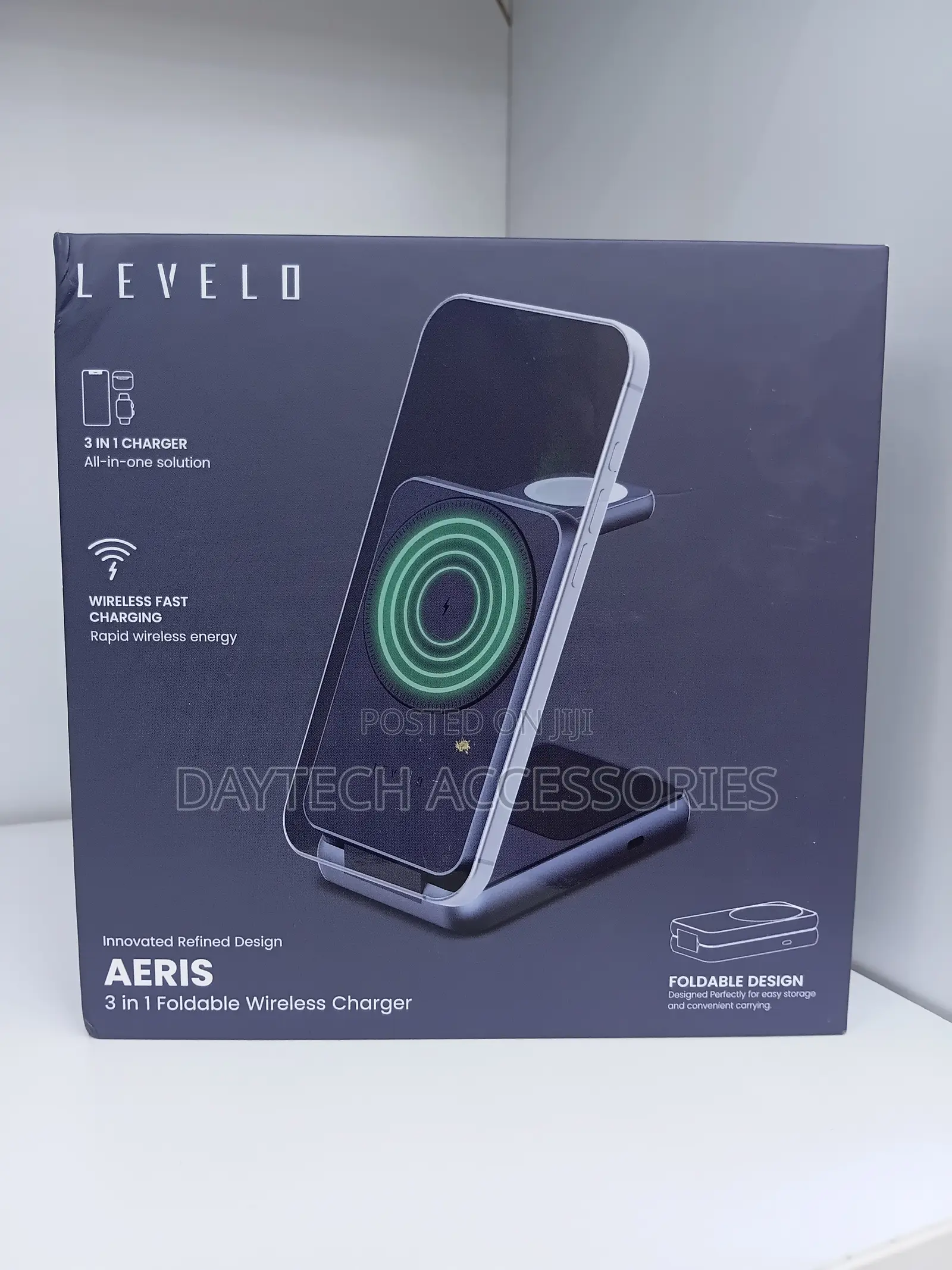 Levelo Aeris 3-in-1 Foldable Wireles Magsafe Charger 15w Fast Charging