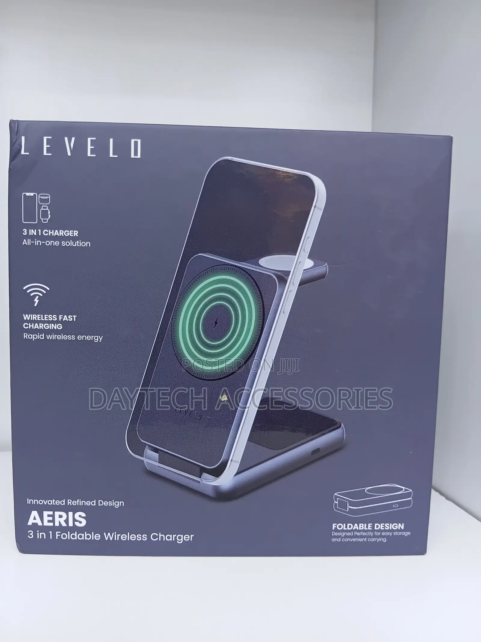 Levelo Aeris 3-in-1 Foldable Wireles Magsafe Charger 15w Fast Charging