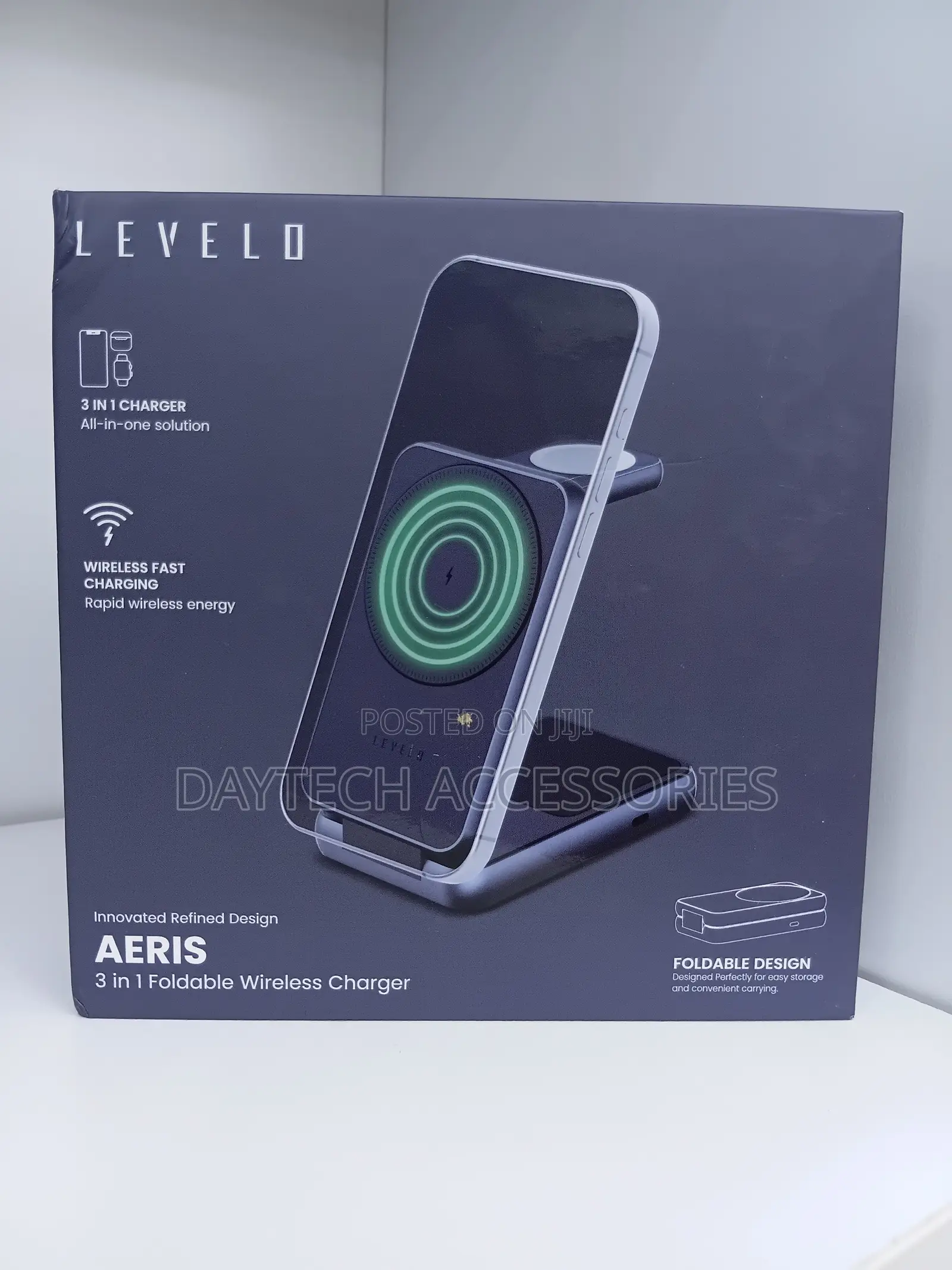 Levelo Aeris 3-in-1 Foldable Wireles Magsafe Charger 15w Fast Charging