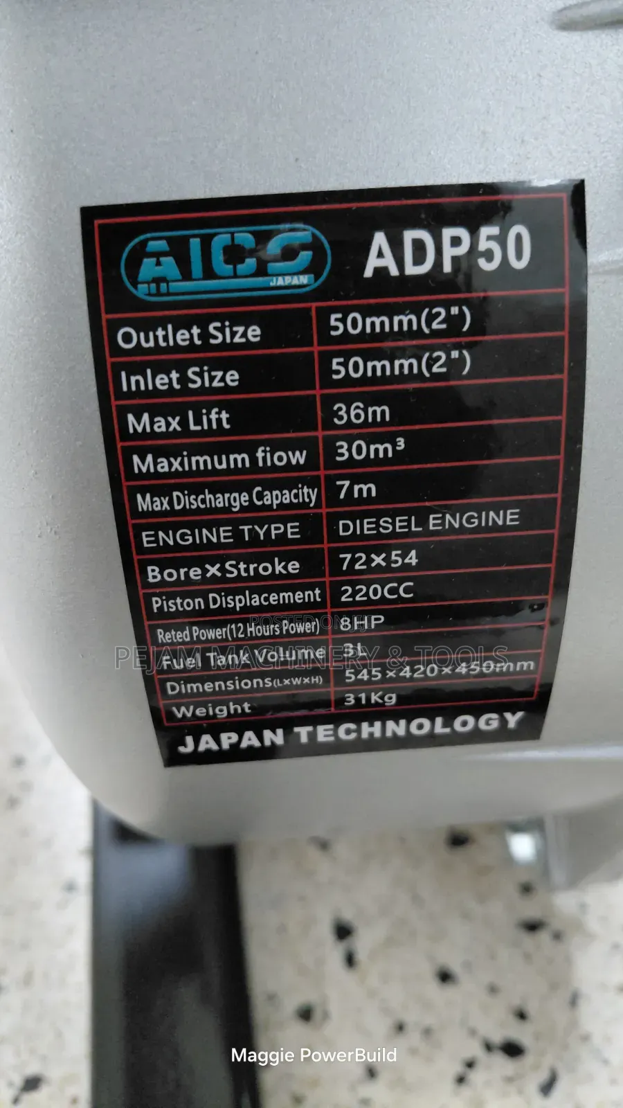 Aico 2" Diesel Adp50 Gasoline Waterpump
