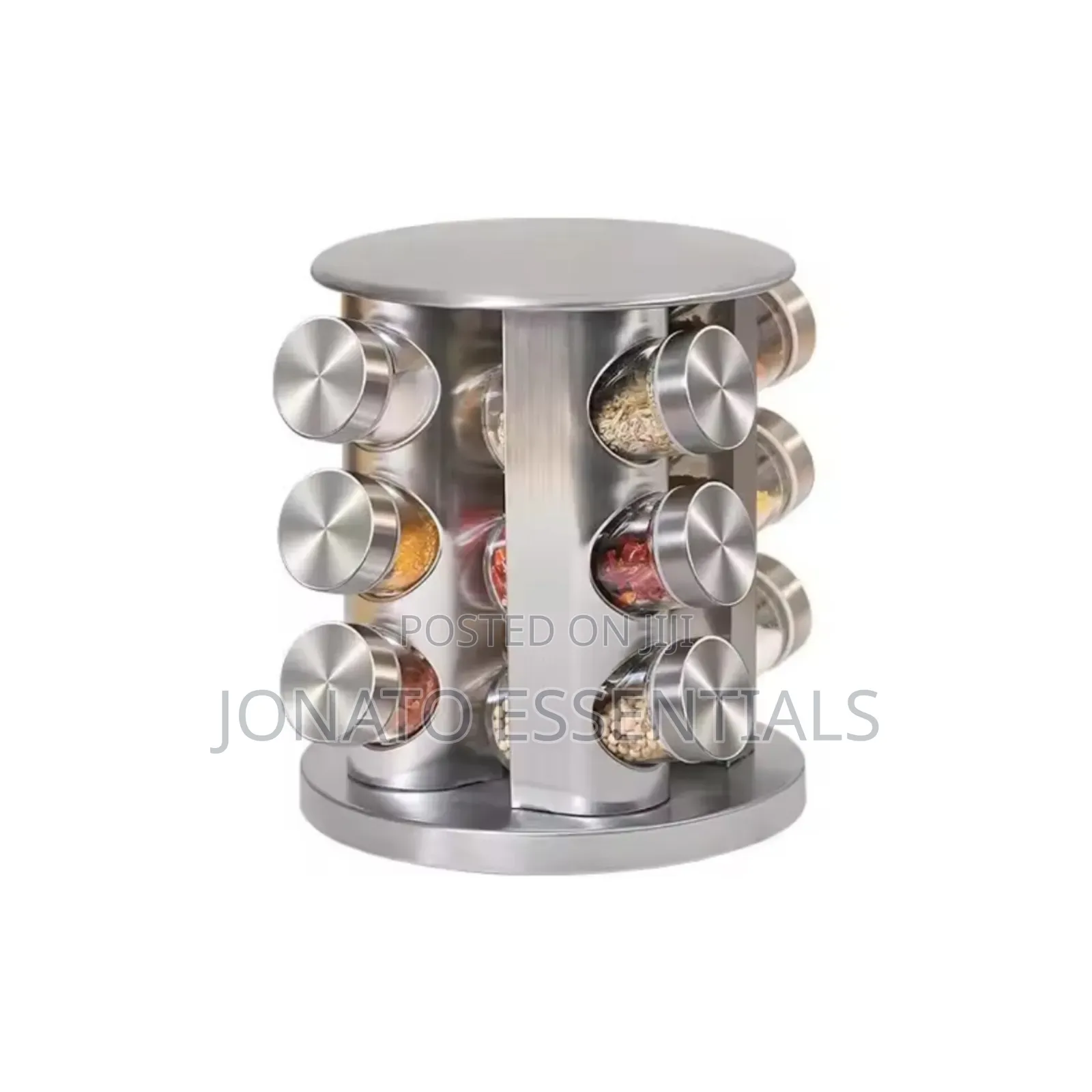 Rotating Spice Rack - 12 Jar Stainless Steel Organizer