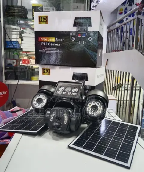 Solar Powered 4g V380 Pro Triple Lens Camera With Two Dual Solar Panel