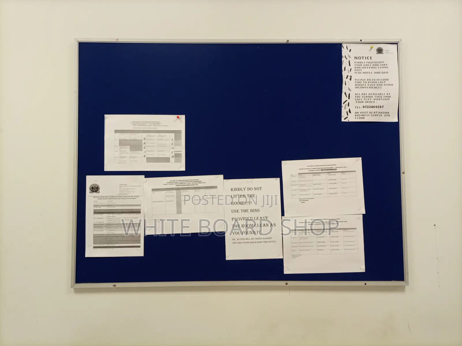 Office Notice Board for Memo Notices Display – 4ft X 3ft (Blue)