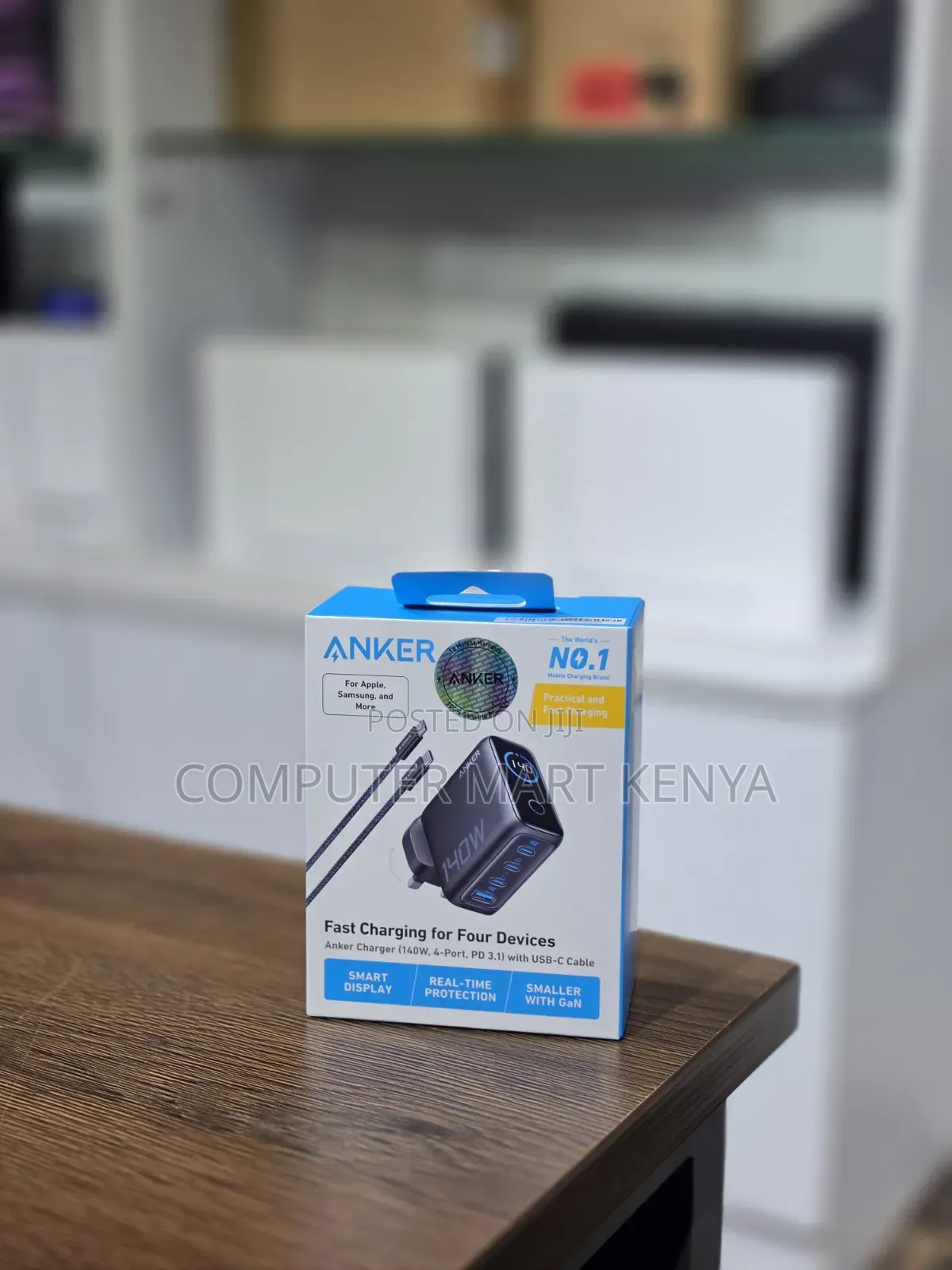 Anker Charger (140w, 4ports, Ganprime) Dark Gray