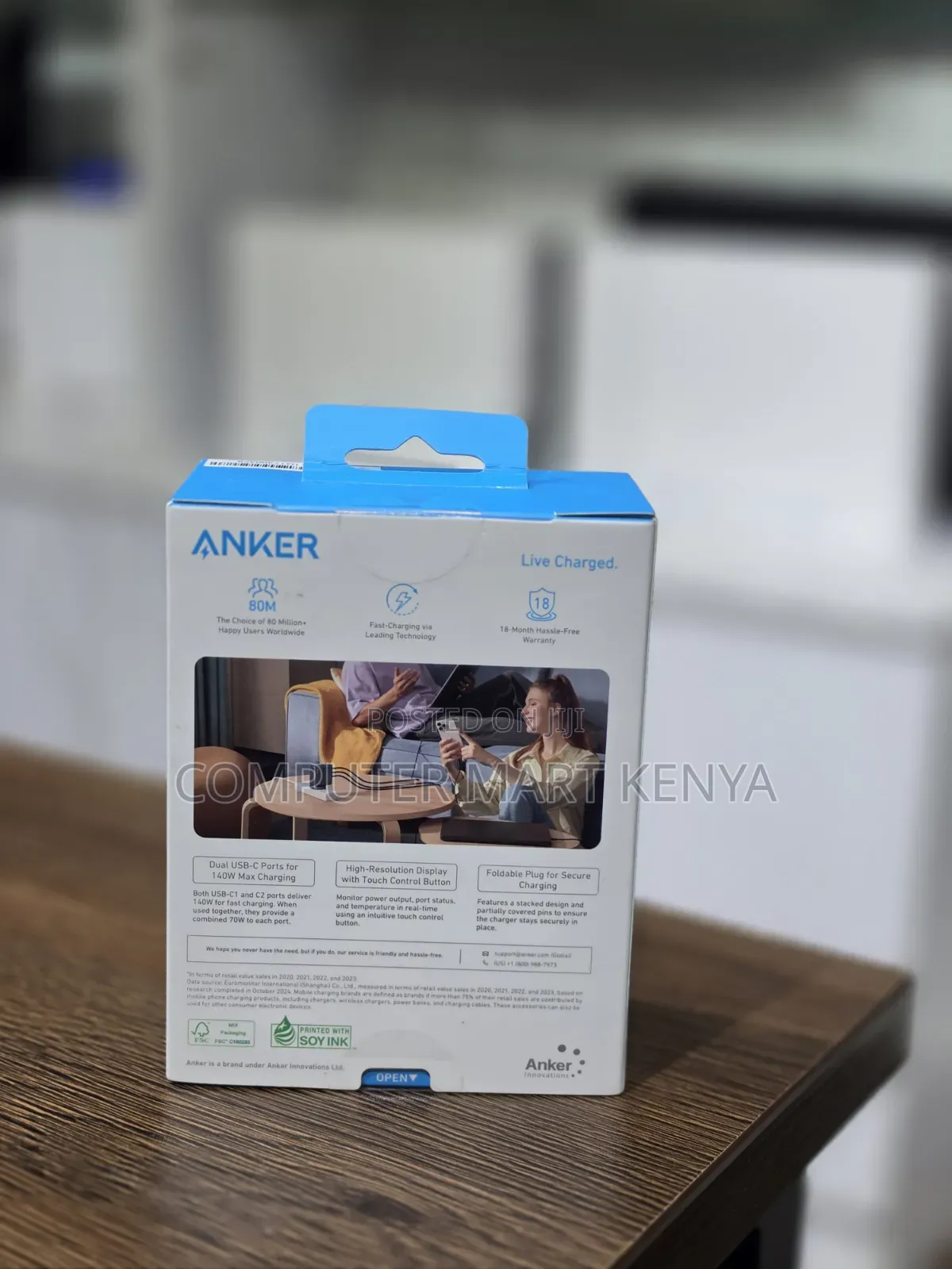 Anker Charger (140w, 4ports, Ganprime) Dark Gray