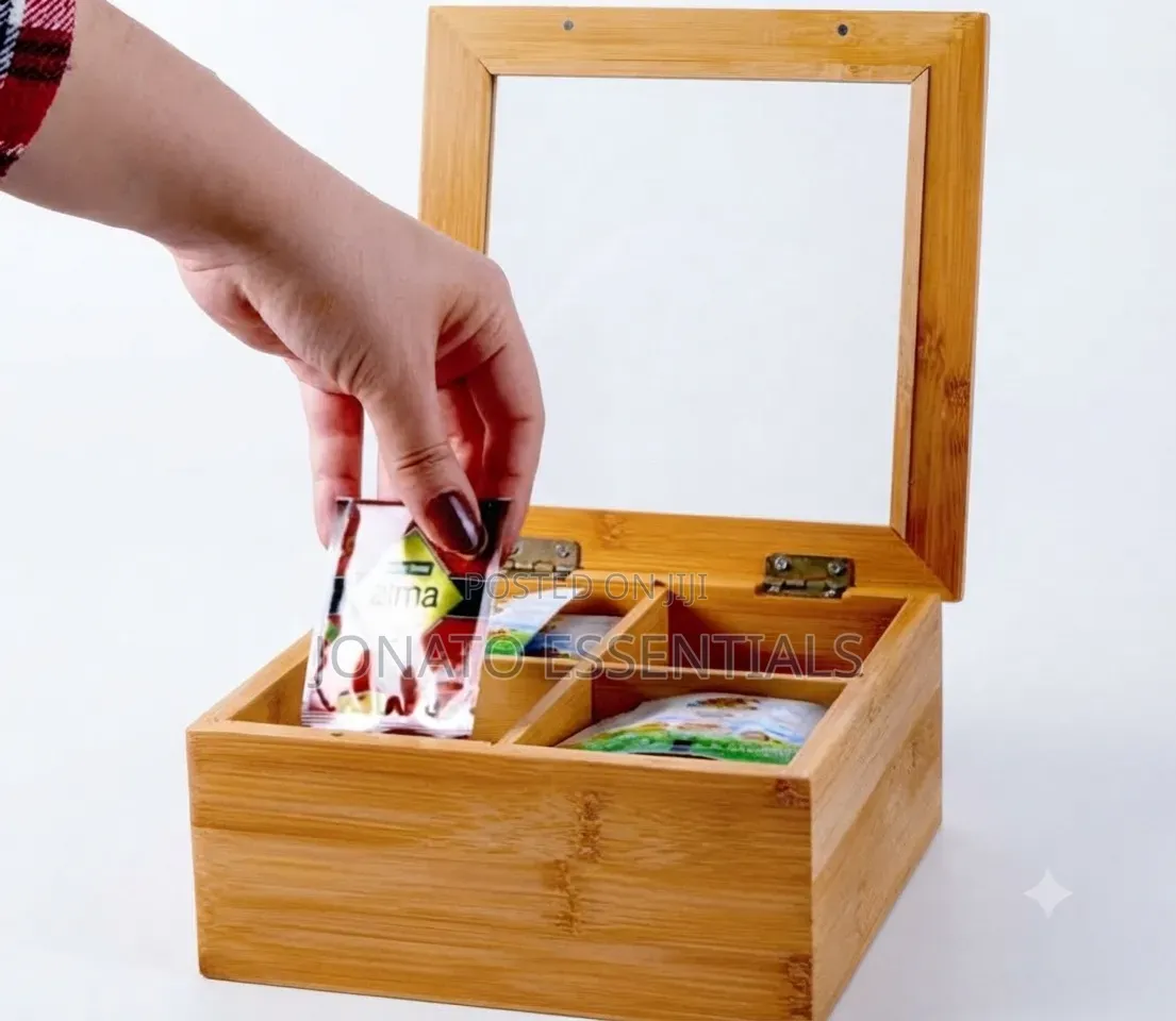 Bamboo Tea Bag Organizer Box - Elegant Kitchen Storage