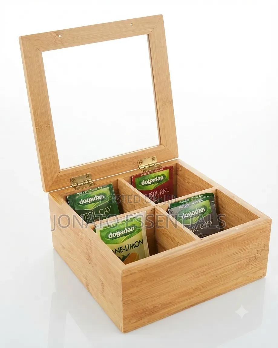 Bamboo Tea Bag Organizer Box - Elegant Kitchen Storage