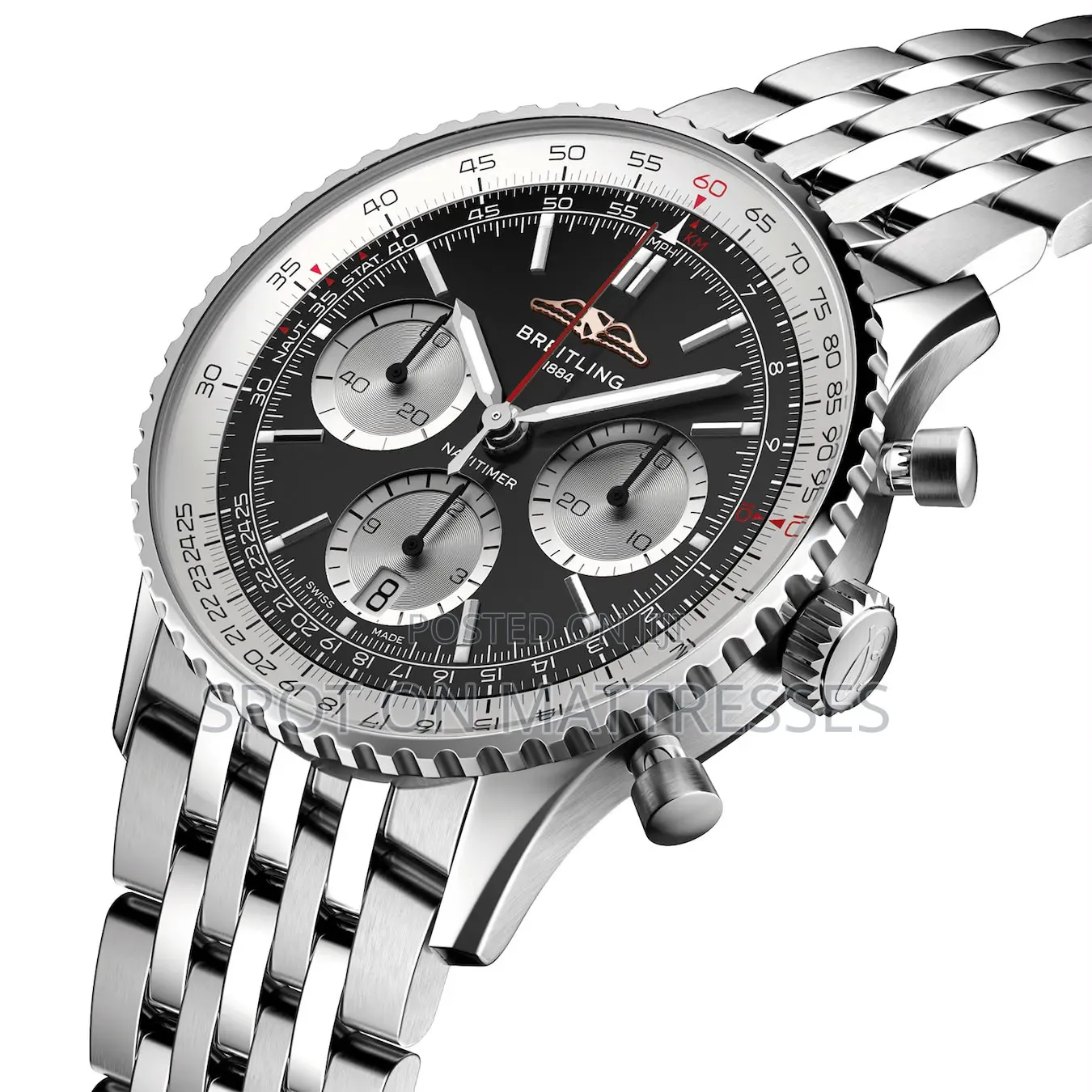 Breitling 1884 High Quality Watch. Stainless Steel. Luminous Pointers.