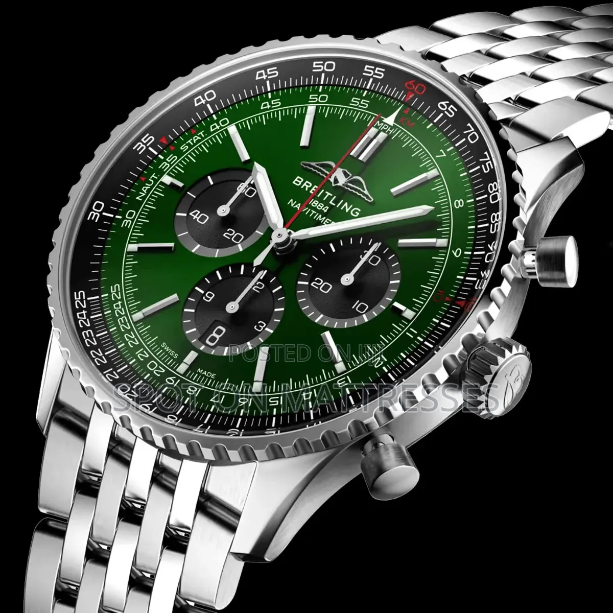 Breitling 1884 High Quality Watch. Stainless Steel. Luminous Pointers.
