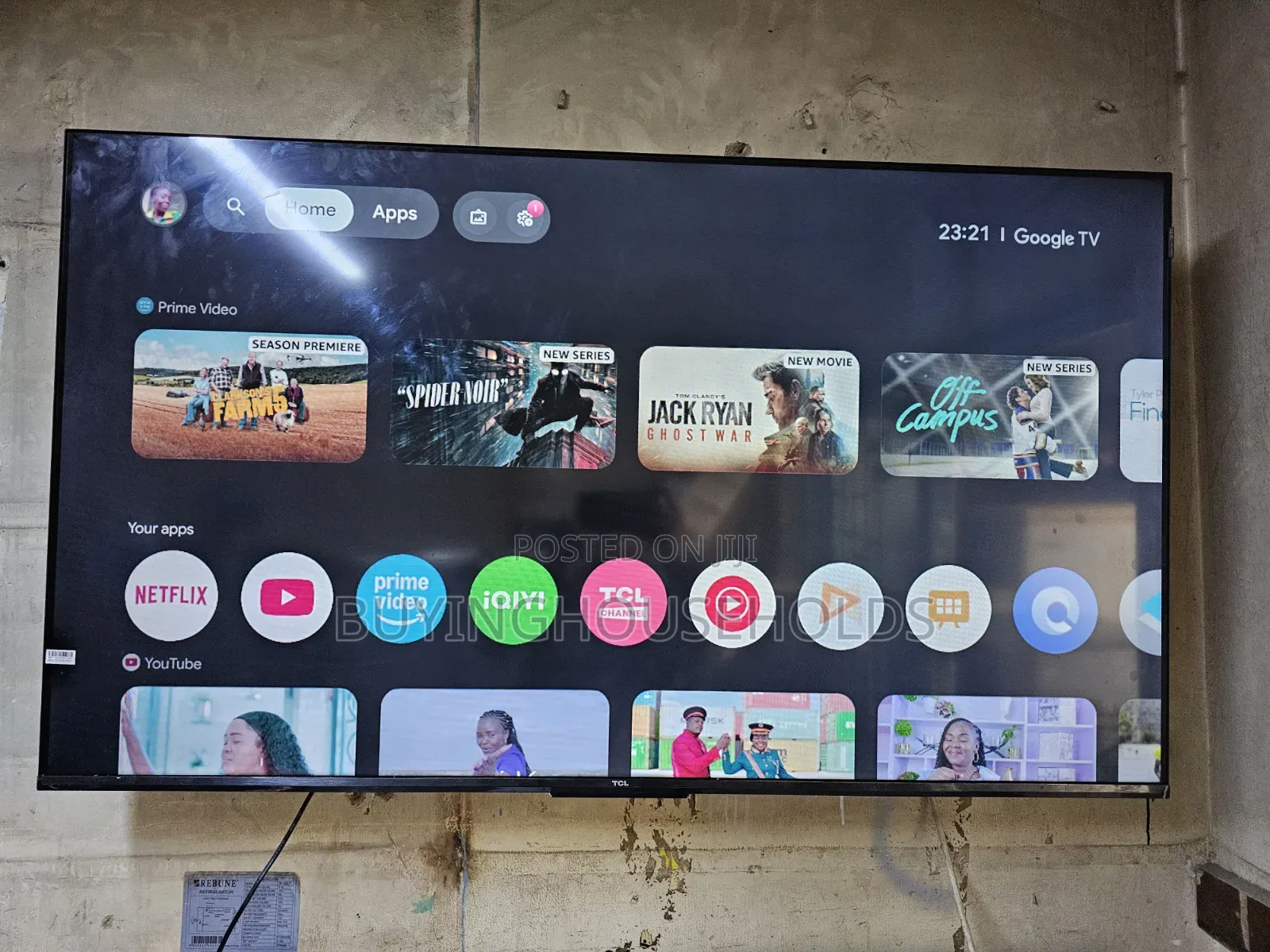 TCL 55" Frameless Google TV,Used