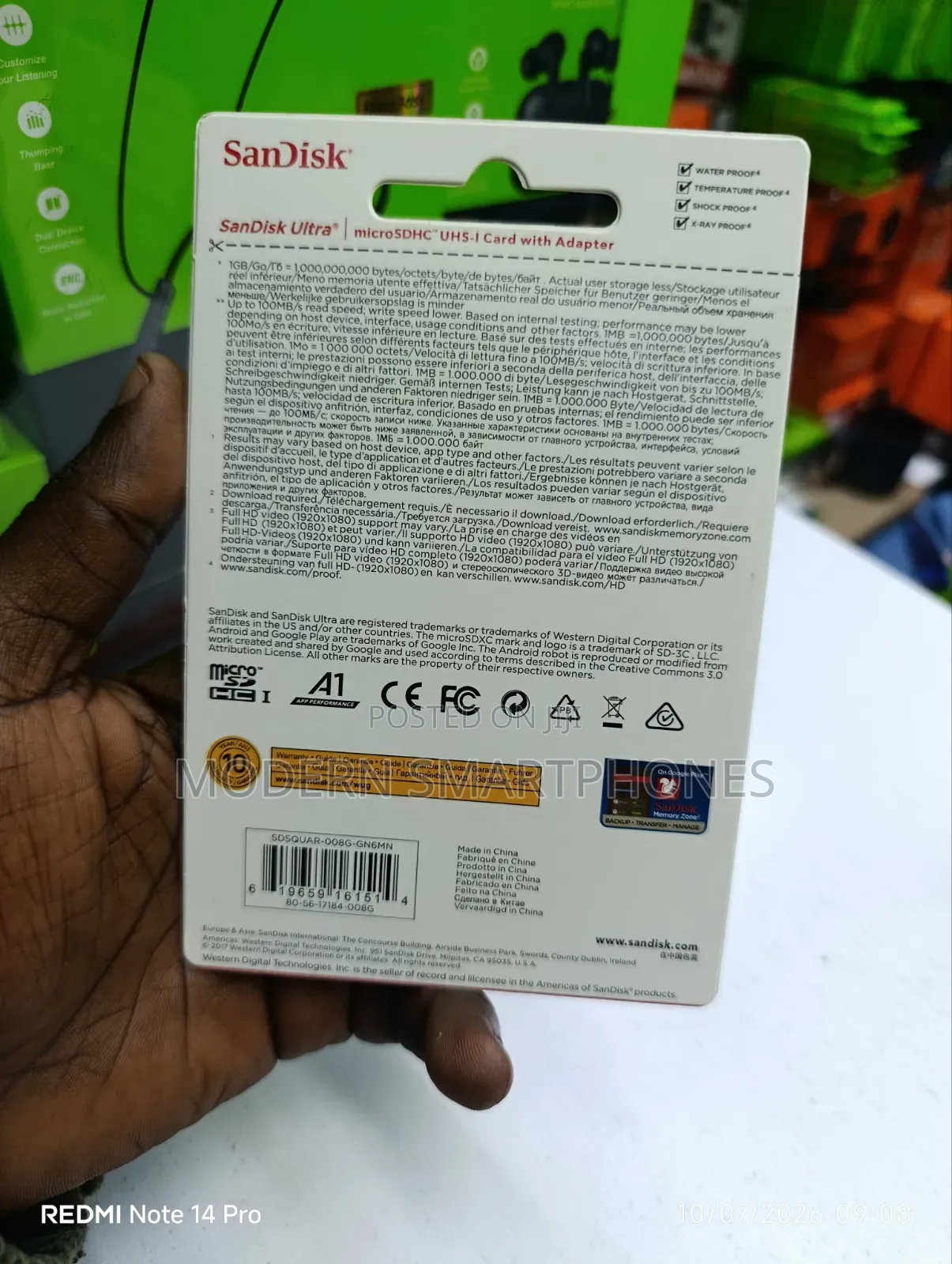 Original Sandisk 8gb Memory Card 100mbd