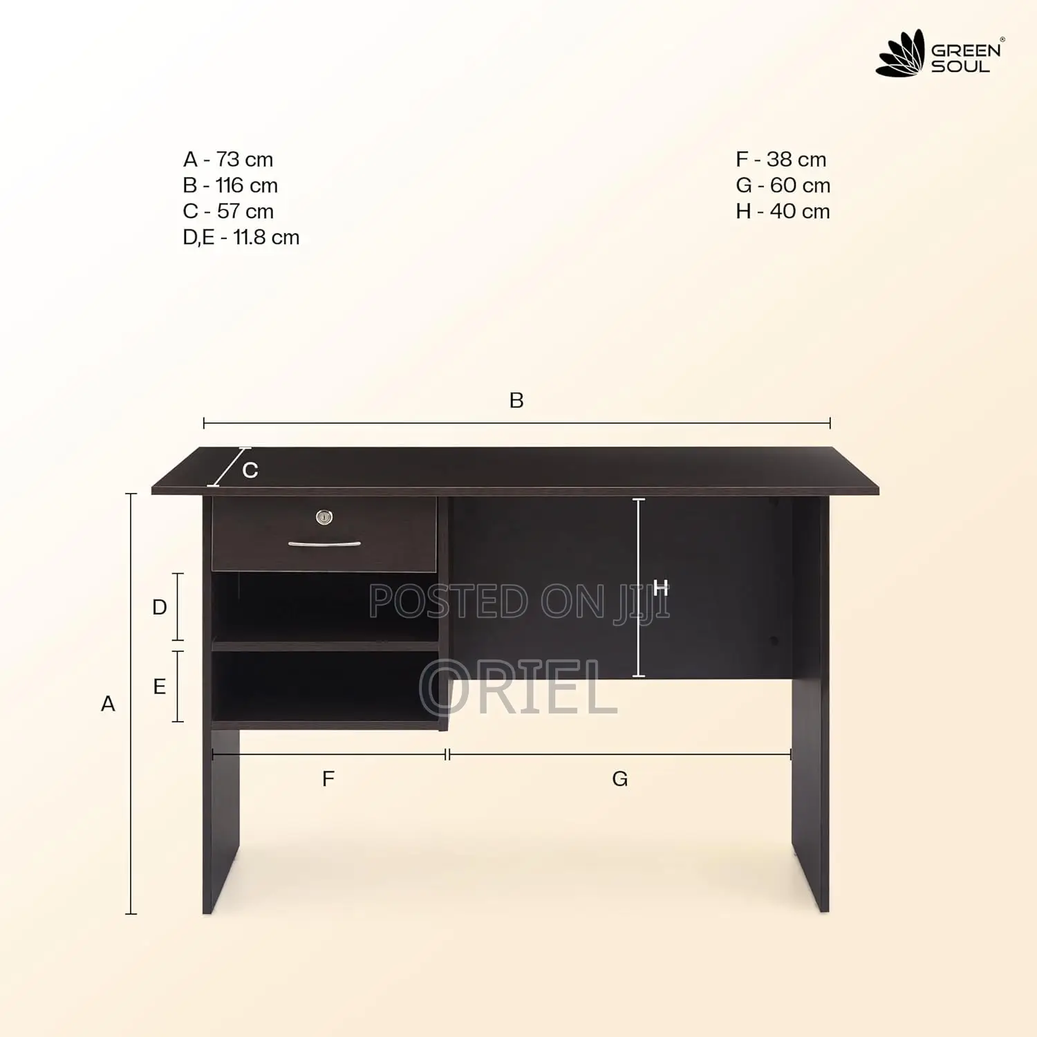 Office Desk : 900cm 2-Drawer Open Study Desk