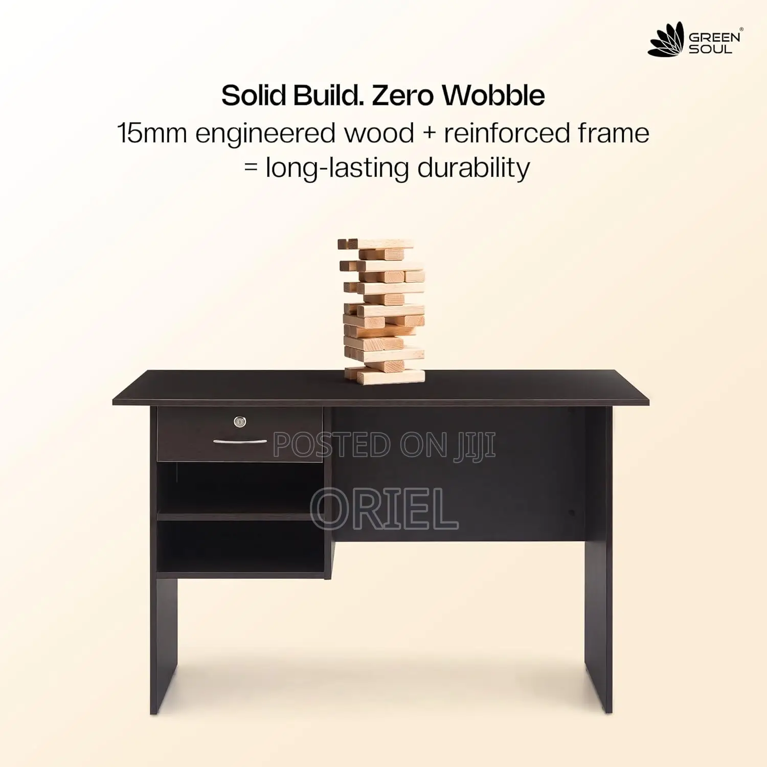 Office Desk : 900cm 2-Drawer Open Study Desk