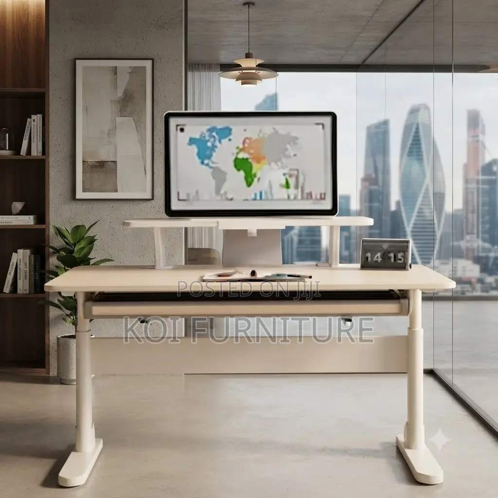 Office Desk; Hand Crank Manual Height Adjustable Office Computer Desk