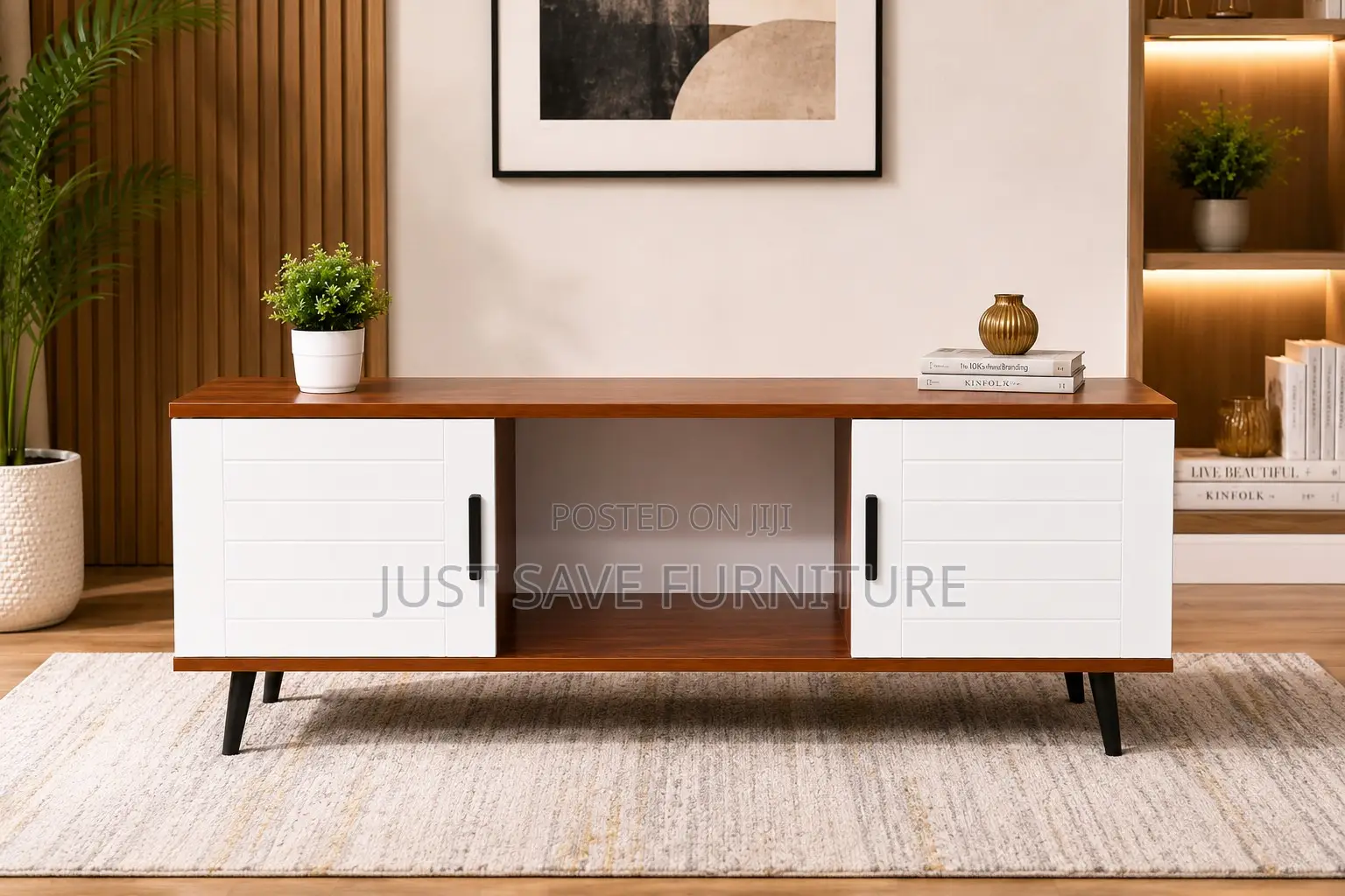 5ft Modern Tv Stand – White Walnut Finish
