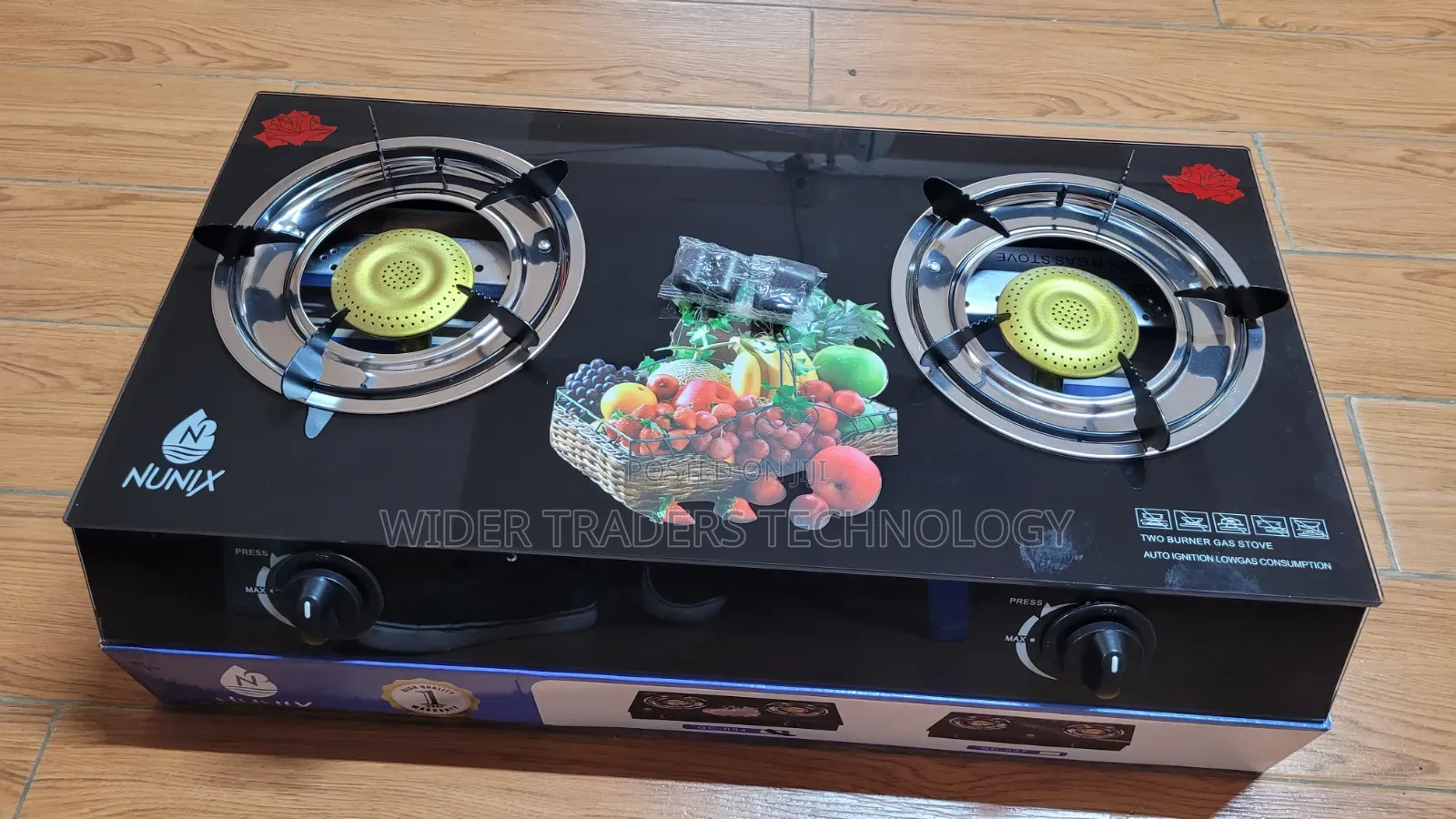 Nunix Glass Table Top Gas Stove Two Burners