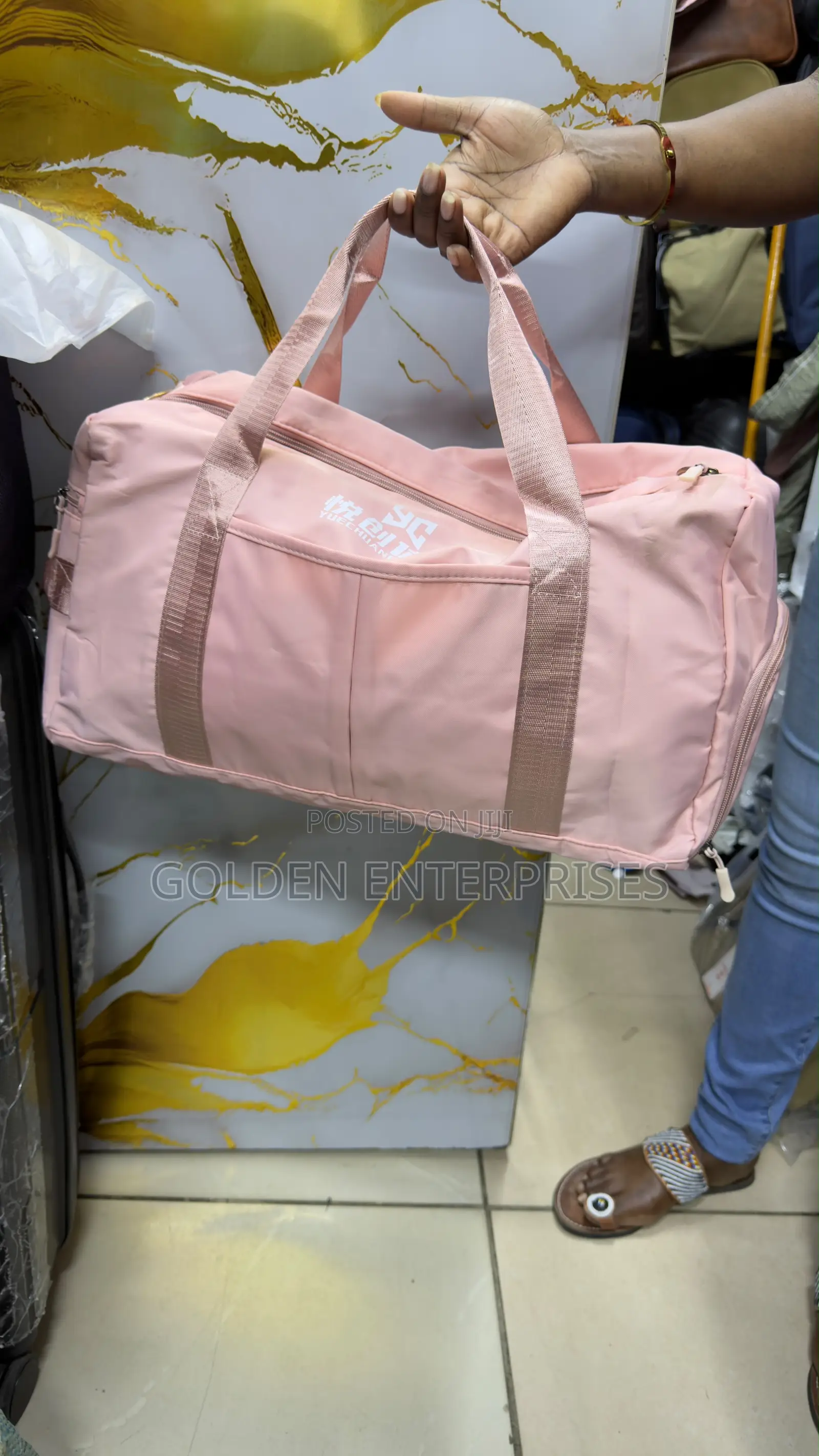 Pink Gym/Sport/Duffle Bag With Shoe Compartment