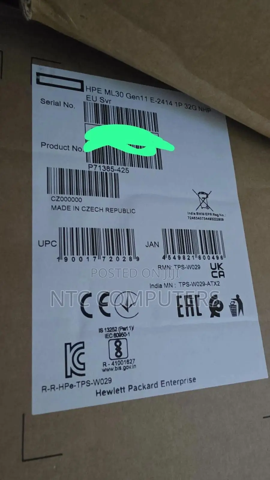 Hpe Proliant Ml30 G11 Server Tower Xeon E-2414 Cpu 32gb Ddr5 1tb Sata