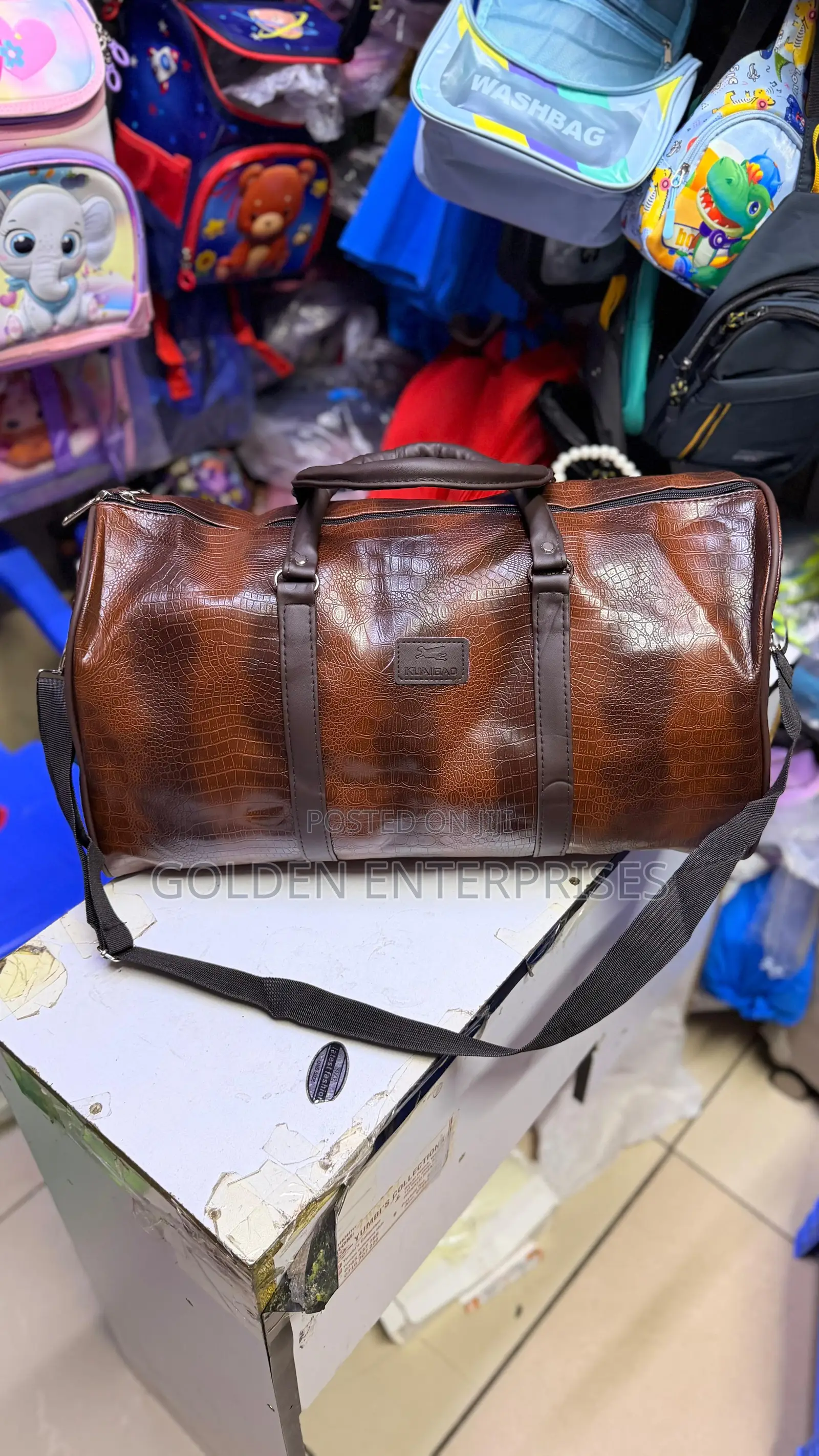 Executive Croc-Texture Carry-on Duffel Bag