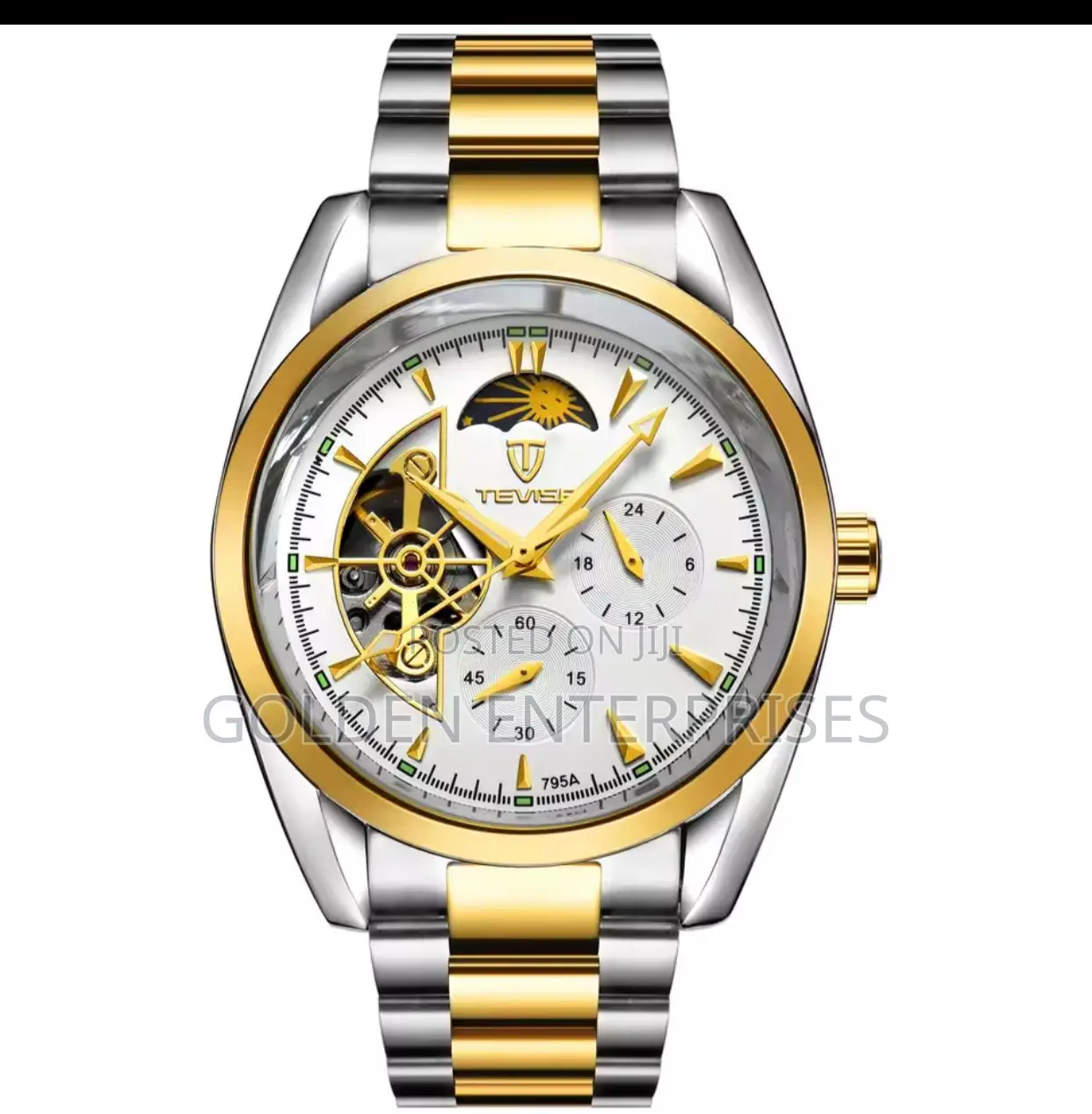 Tevise Prestige Automatic Watch – Elegant Gold Bezel Collection