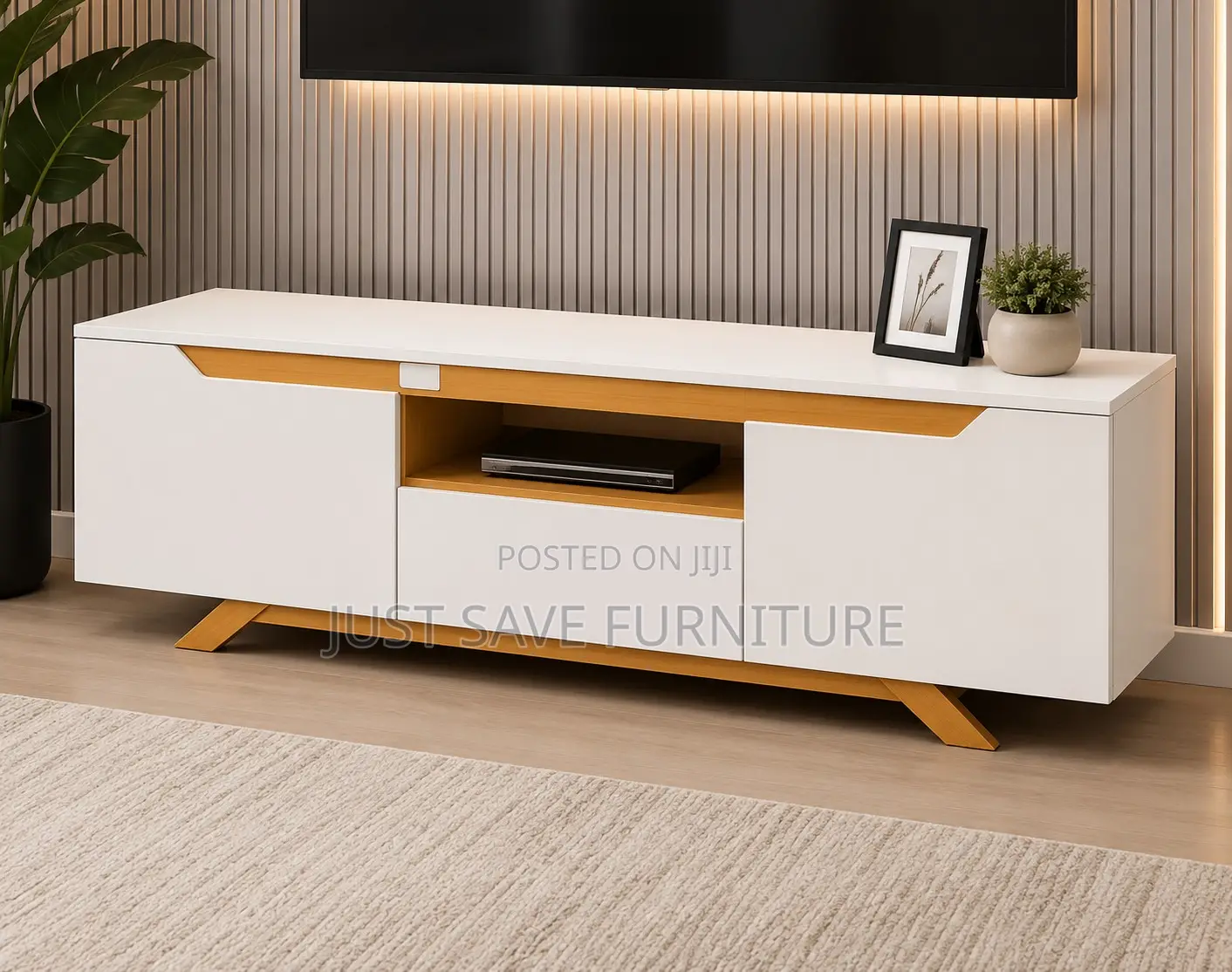 5ft Modern White Tv Stand | Entertainment Unit With Storage Cabinet
