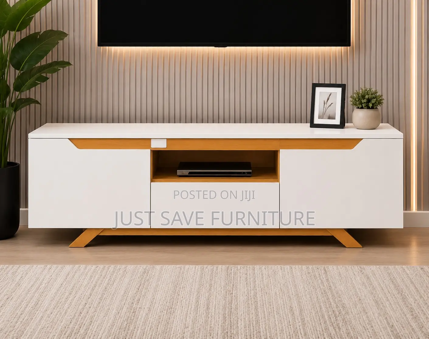 5ft Modern White Tv Stand | Entertainment Unit With Storage Cabinet