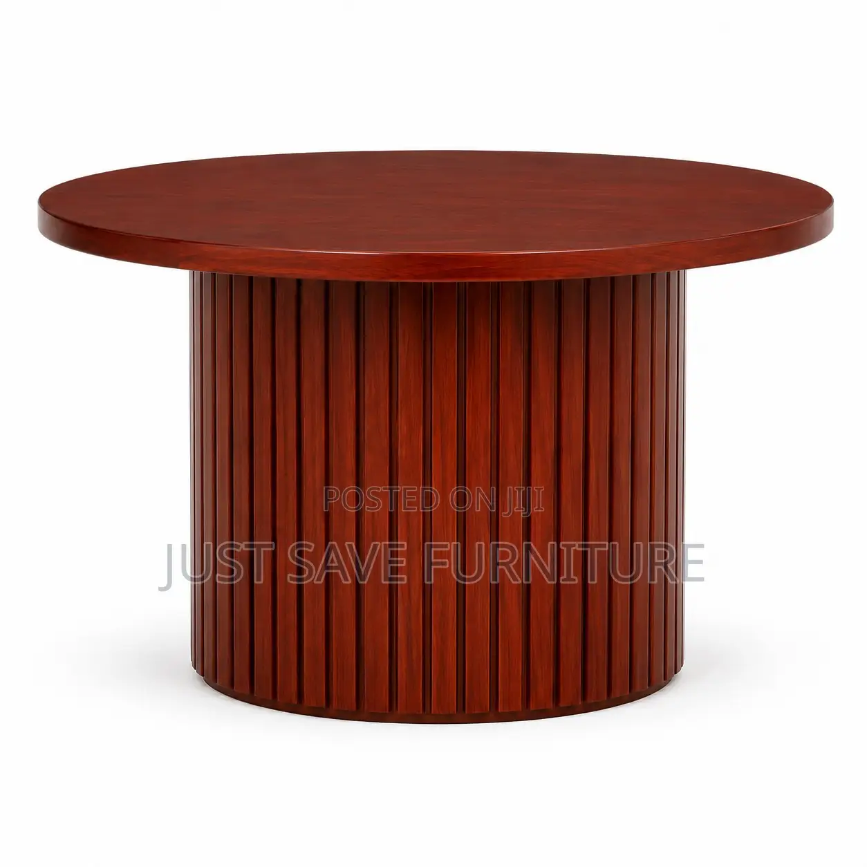 Modern Round Coffee Table | Wooden Fluted Center Table