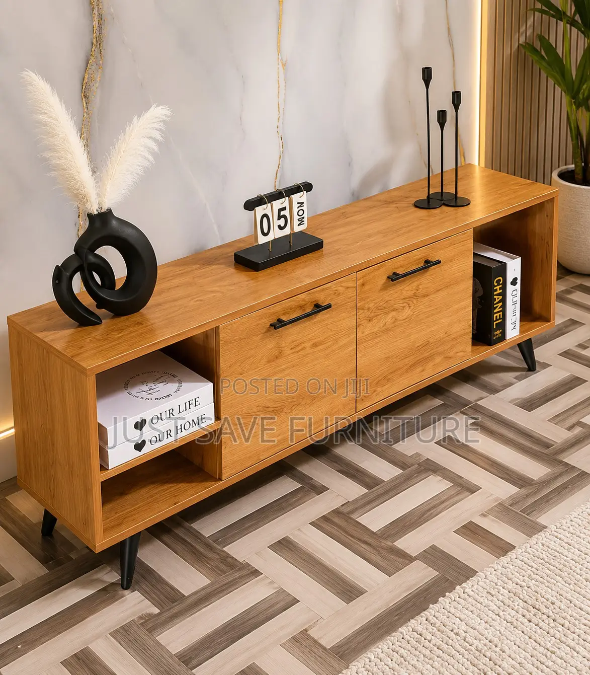 Modern Wooden Tv Stand | 5ft Entertainment Unit With Storage Cabinets