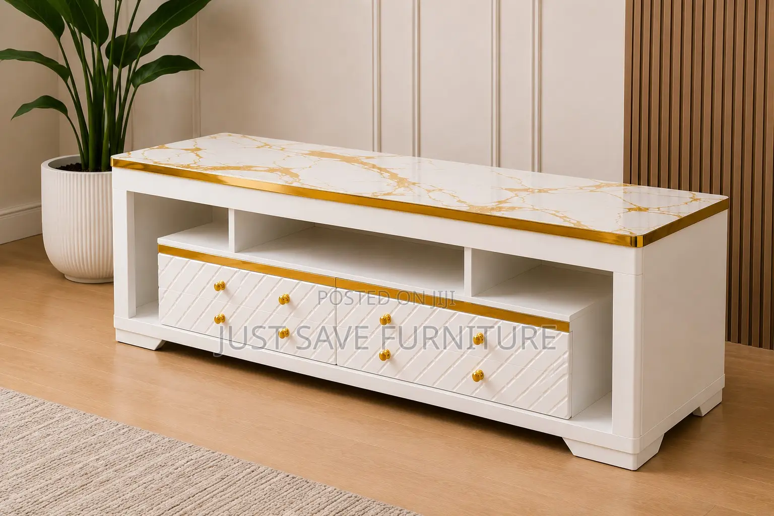 Royal Marble 5ft Tv Stand | Luxury Entertainment Unit