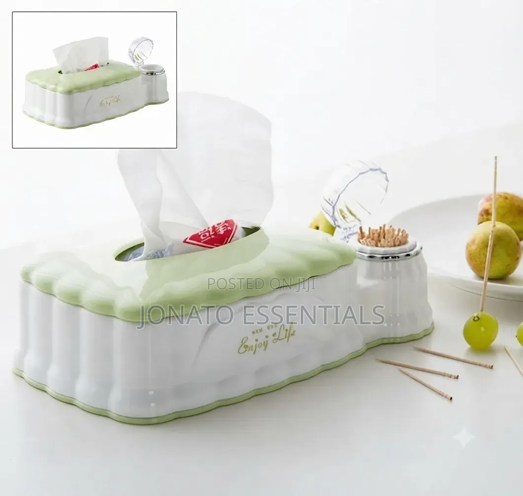 2-in-1 Tissue Box Toothpick Holder - Modern Table Organizer